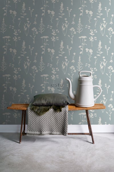 ESTAhome Tapete Feldblumen Hellblau - 53 cm x 10.05 m - 139394