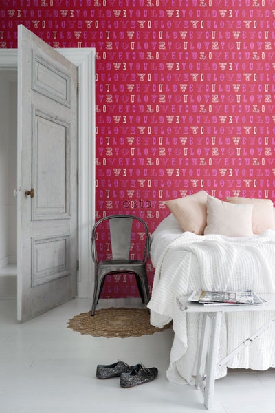 ESTAhome Tapete love you - Sprüche Rot und Rosa - 53 cm x 10.05 m - 136834