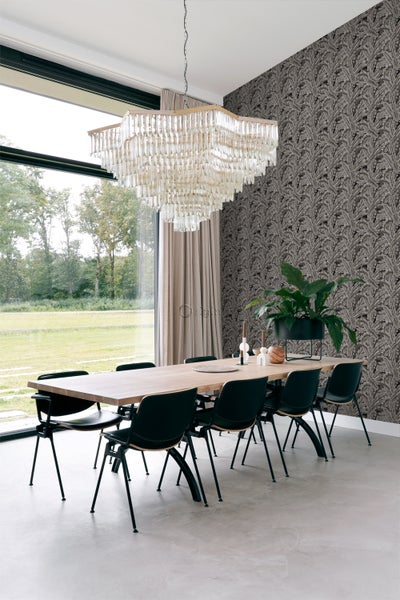 Origin Wallcoverings Tapete Palmblätter Dunkelgrau - 53 cm x 10.05 m - 347440