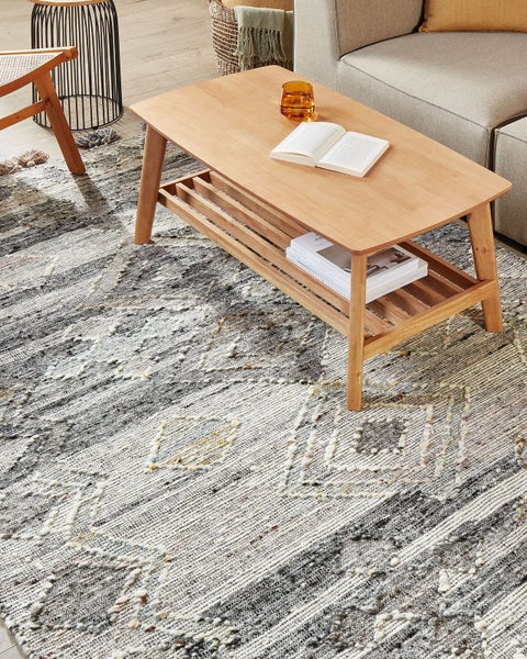Teppich ARATASHEN Grau 160 x 230 cm Wolle Kelim