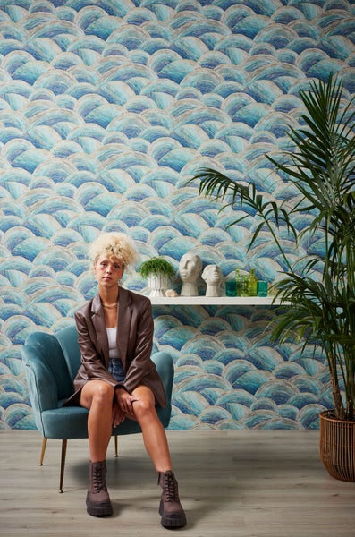 Tapete mit Halbkreis-Muster und Struktur