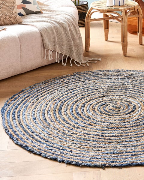 Teppich Baumwolle blau/beige ⌀ 140 cm LEVENTLER