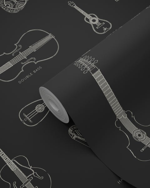 Origin Wallcoverings Tapete Musikintstrumente Schwarz - 53 cm x 10.05 m - 347450