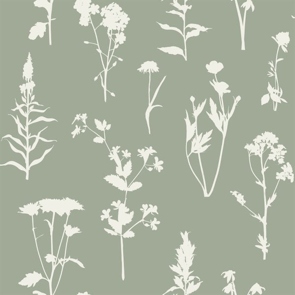 ESTAhome Tapete Feldblumen Jadegrün - 50 x 900 cm - 139395