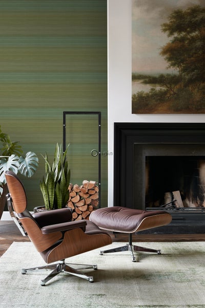Origin Wallcoverings Tapete Gewebeoptik mit Farbverlauf Moosgrün - 53 cm x 10.05 m - 347752