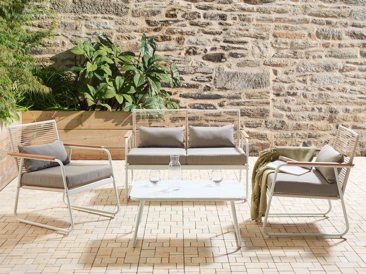Lounge Set mit Tisch 4-Sitzer POMONTE Metall Weiß