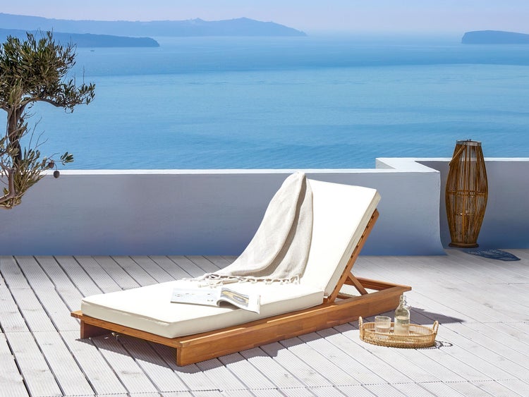 Sonnenliege mit Kissen GRANARI Akazienholz Braun