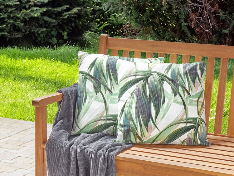 Gartenkissen 2er Set CALDERINA Pflanzenmuster 45 x 45 cm Grün