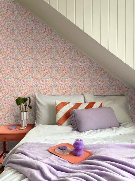 ESTAhome Tapete Blumen Rosa und Blau - 50 x 900 cm - 131579