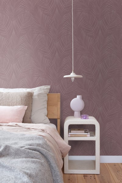 ESTAhome Tapete Palmblätter mauve-violett - 50 x 900 cm - 131221