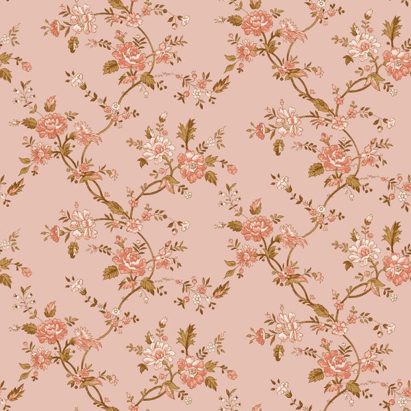 ESTAhome Tapete Blumenmuster Terrakottarosa - 50 x 900 cm - 131567