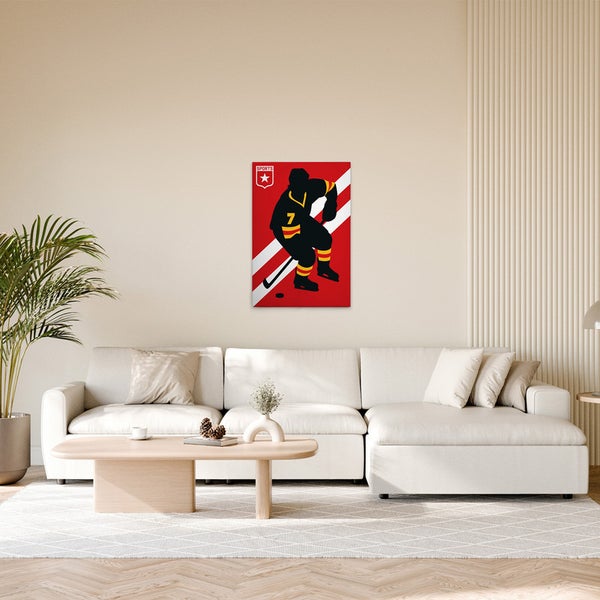 Dekoratives Wandbild mit Eishockeymotiv im Wohnzimmer
