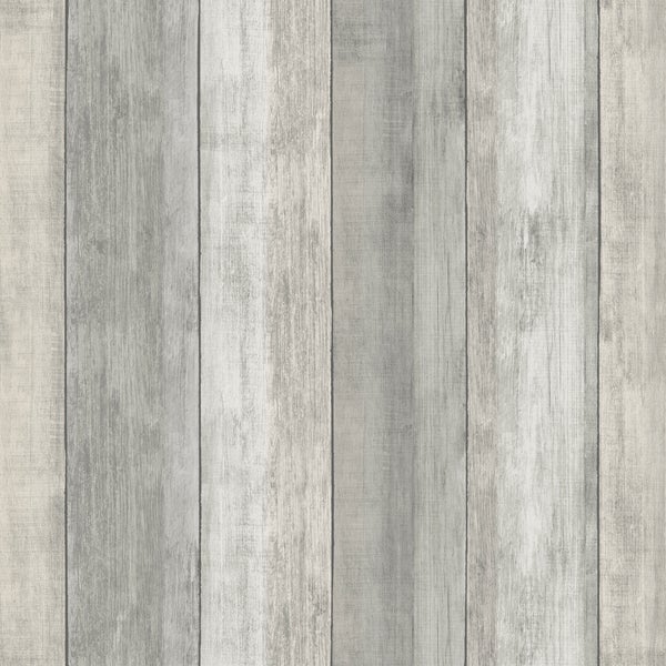 Sanders und Sanders Tapete Holzoptik Hellgrau - 53 cm x 10 m - 640051