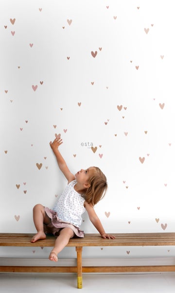 ESTAhome Wandtattoo Herzchen Terrakotta, Rosa und Beige - 33 cm x 47,5 cm - 156117