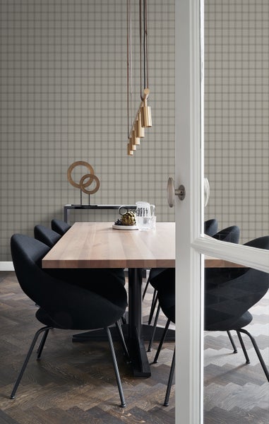 Origin Wallcoverings Tapete Karomuster Hellbraun - 53 cm x 10.05 m - 347624