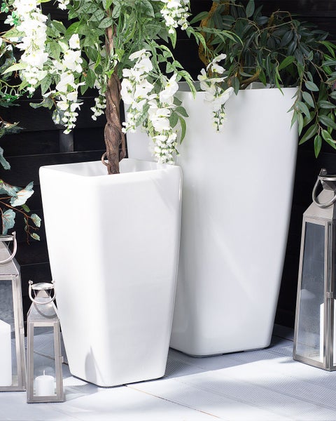 Set mit 2 Blumentöpfen MODI Stein 30 cm Weiß