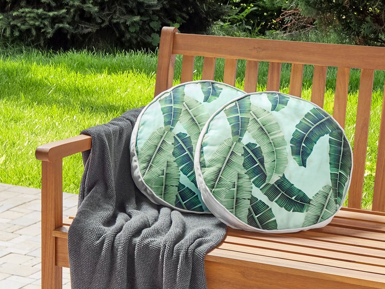 Gartenkissen 2er Set BOISSANO Pflanzenmuster 40 x 40 cm Grün