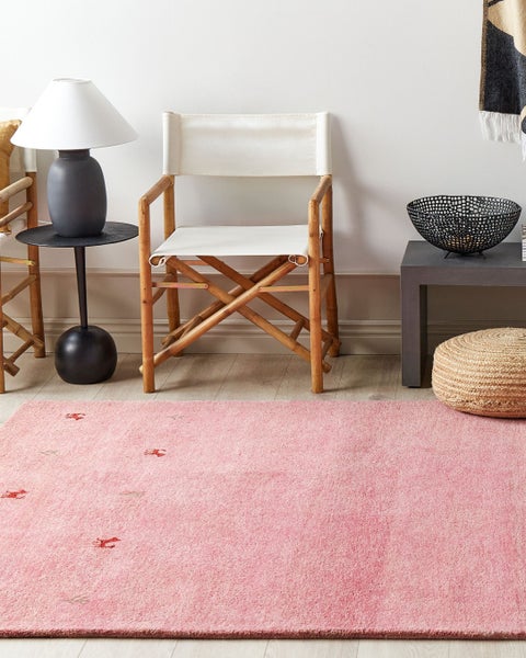 Gabbeh Teppich Wolle rosa 160 x 230 cm Tiermuster Hochflor YULAFI