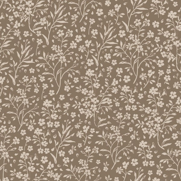 ESTAhome Tapete Blumen Taupe - 50 x 900 cm - 139882