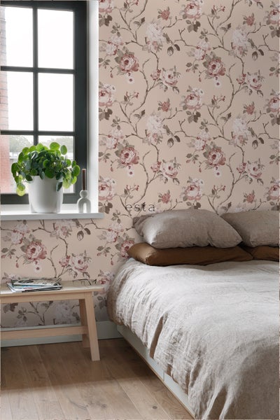 ESTAhome Tapete Blumenmuster Rosa - 0.53 x 10.05 m - 139476