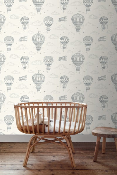 ESTAhome Tapete Luftballons Grauweiß - 50 x 900 cm - 139716