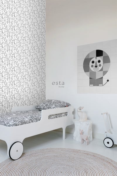 ESTAhome Tapete Gesichter von Mädchen Schwarz und Weiß - 53 cm x 10.05 m - 138867