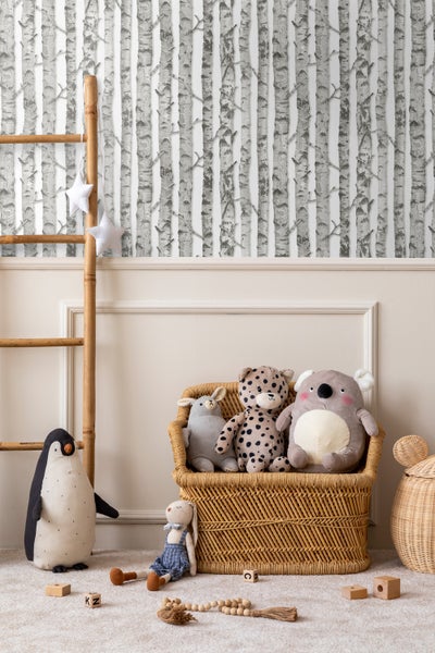 Walls4You Tapete Bäume Grau und Weiß - 53 cm x 10.05 m - 935295