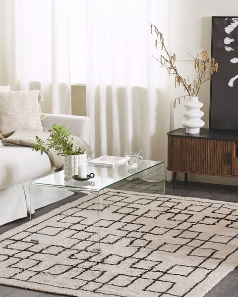 Teppich TURHAL Beige 160 x 230 cm Baumwolle