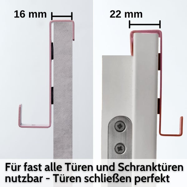 Türhaken passend für 16 Millimeter und 22 Millimeter Türstärken für Türen und Schranktüren.