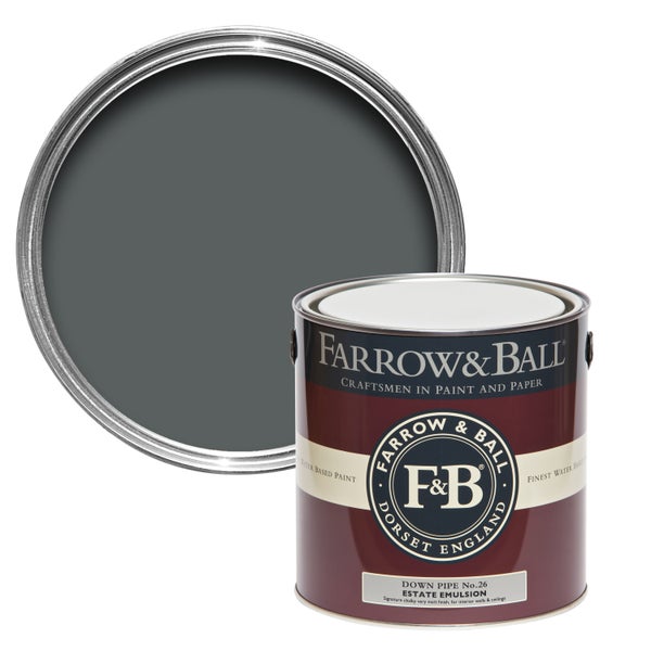 Farrow and Ball Down Pipe No. 26 Estate Emulsion Farbeimer und Farbmuster