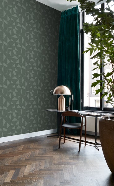 Origin Wallcoverings Tapete grafisches Muster in Gewebeoptik Grün - 0,53 x 10,05 m - 347755