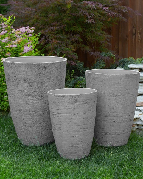 Set mit 2 Blumentöpfen CAMIA Stein 35 cm Grau