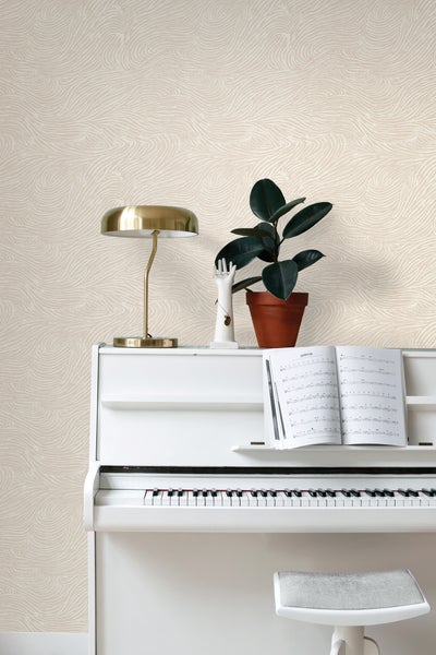 ESTAhome Tapete 3d Wellenförmige Linien Hellbeige - 53 cm x 10.05 m - 139660