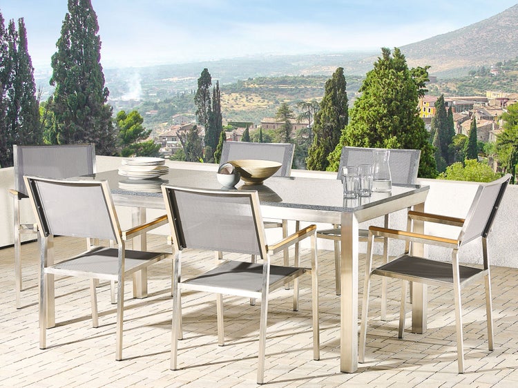 Gartenmöbel Set 6-Sitzer GROSSETO Granit Polierter Grau