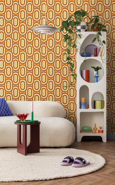 Sanders und Sanders Tapete Retro-Ornamente Orange, Gelb und Braun - 50 x 900 cm - 935404