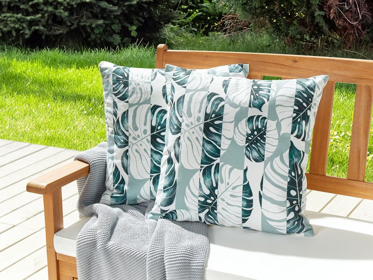 Gartenkissen 2er Set TERMINI Pflanzenmuster 45 x 45 cm Grün