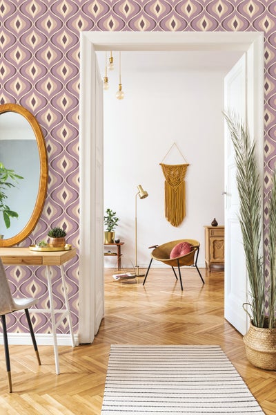 ESTAhome Tapete Retro-Ornamente Violett - 50 x 900 cm - 130988