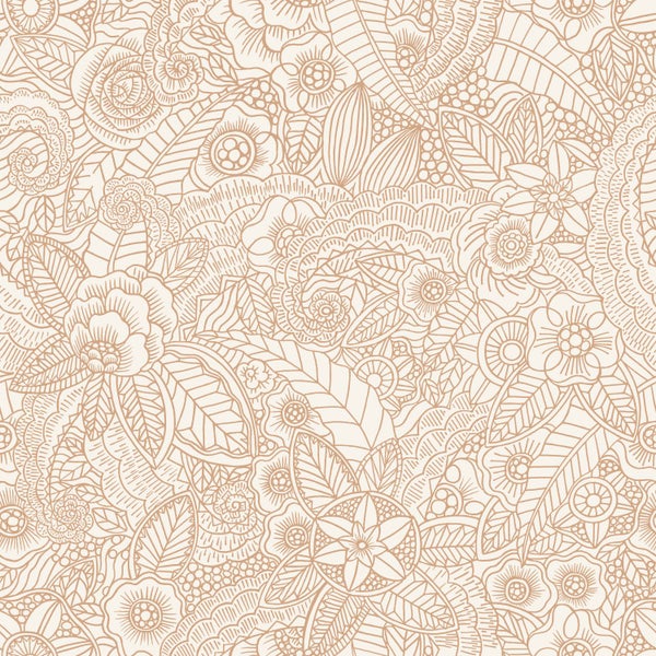 ESTAhome Tapete Blumenzeichnungen Beige - 53 cm x 10.05 m - 139547