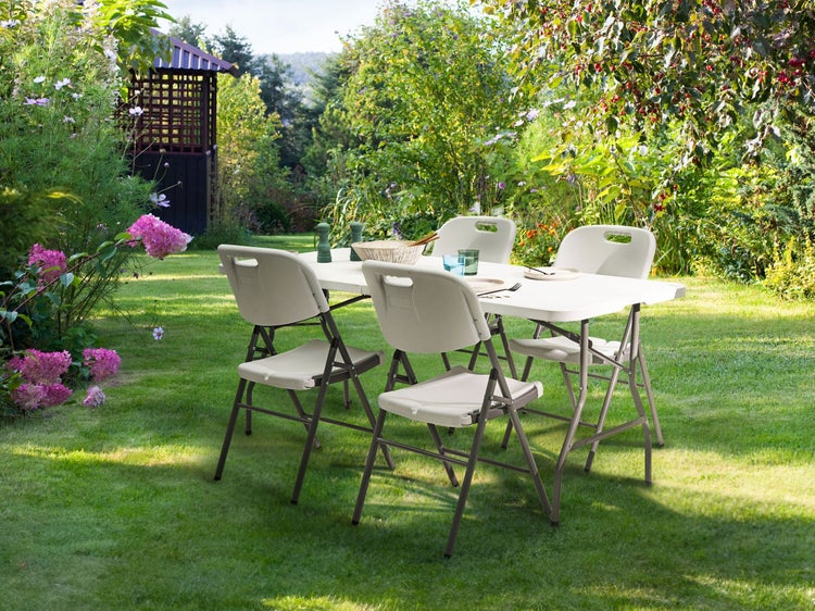 Gartenmöbel Set 4-Sitzer CUGNOLI klappbar Weiß