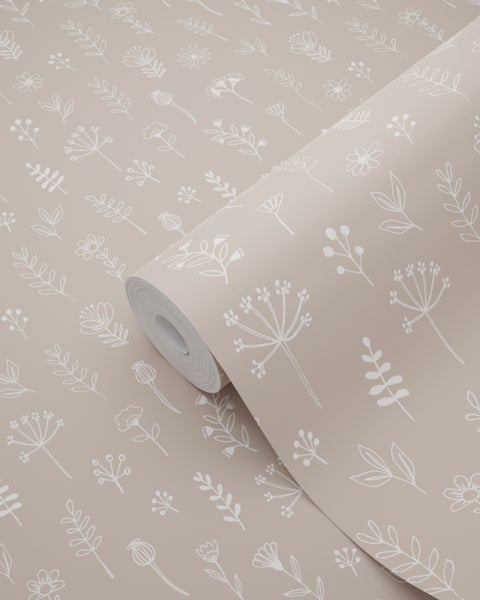 ESTAhome Tapete Blumenmuster Altrosa und Weiß - 53 cm x 10.05 m - 139280