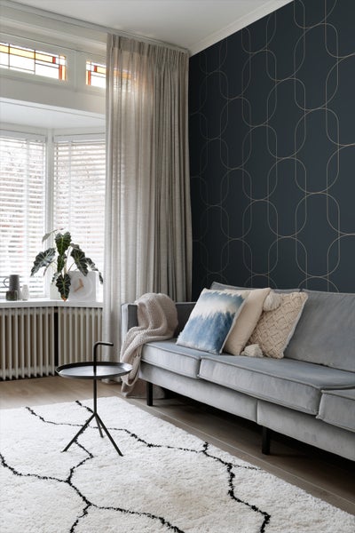 ESTAhome Tapete geometrische Formen Dunkelblau - 50 x 900 cm - 139651