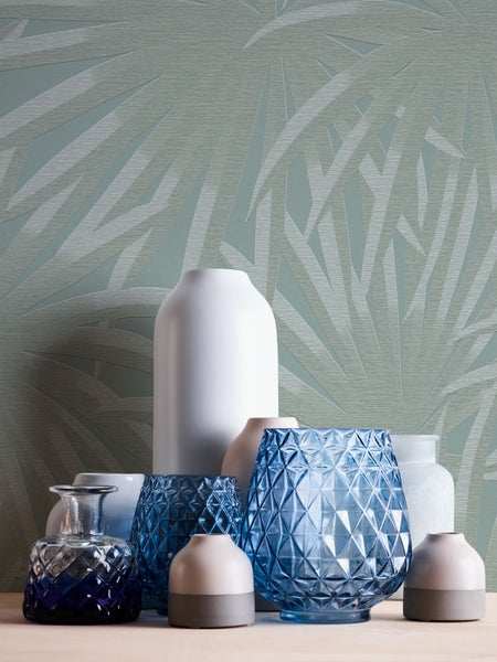A.S. Création Tapete Palmblätter Blau und Mintgrün - 53 cm x 10.05 m - AS-393384
