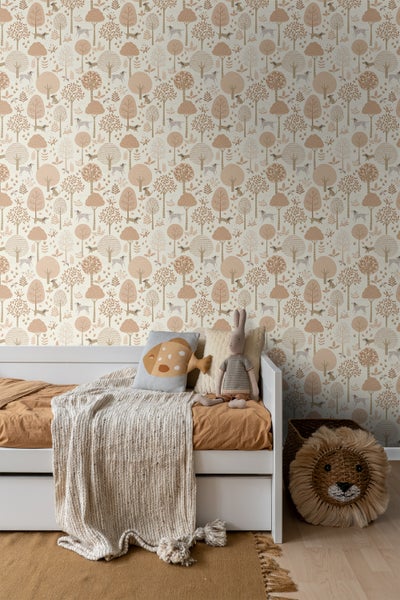 ESTAhome Tapete Hunde Beige und Hellrosa - 53 cm x 10.05 m - 139710