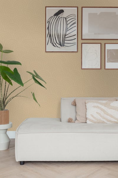 ESTAhome Tapete Art Decó Muster Beigebraun - 50 x 900 cm - 139778