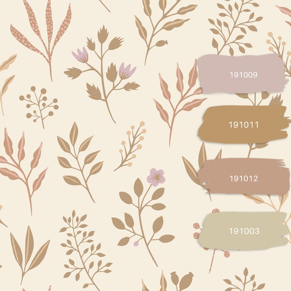ESTAhome Tapete Blumenmuster im skandinavischen Stil Beige - 53 cm x 10.05 m - 139738