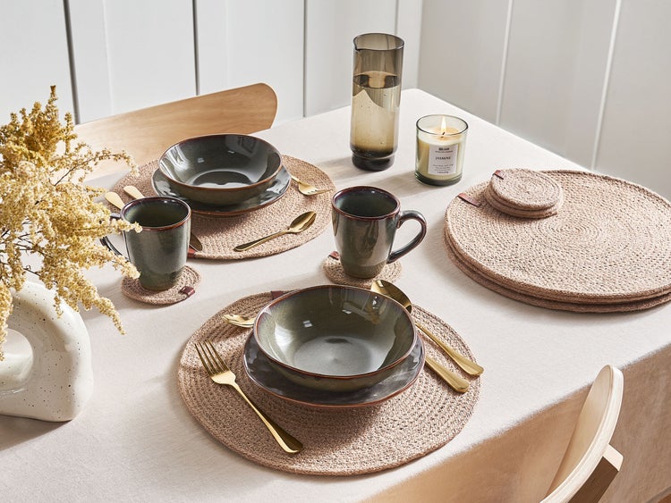 Tischset mit Untersetzern 12-teilig BUSHMINT Naturfarben Jute
