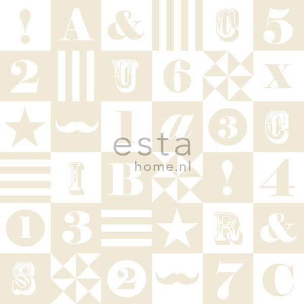 ESTAhome Tapete Blöcke Beige - 53 cm x 10,05 m - 138727