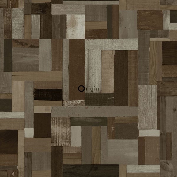 Origin Wallcoverings Tapete Altholz-Motiv Dunkelbraun - 53 cm x 10.05 m - 337221