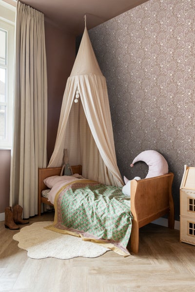ESTAhome Tapete Blumenmuster Taupe - 50 x 900 cm - 131087