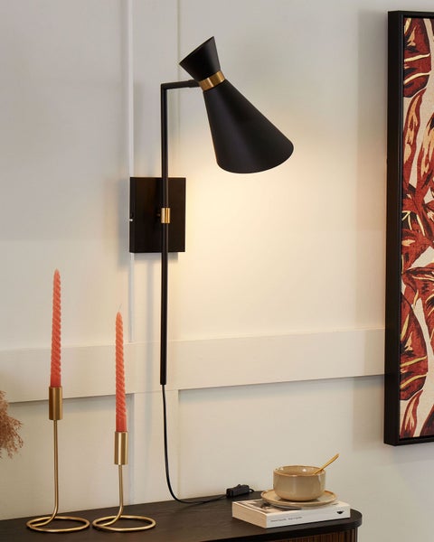 Wandlampe MELAWI verstellbar Metall Schwarz